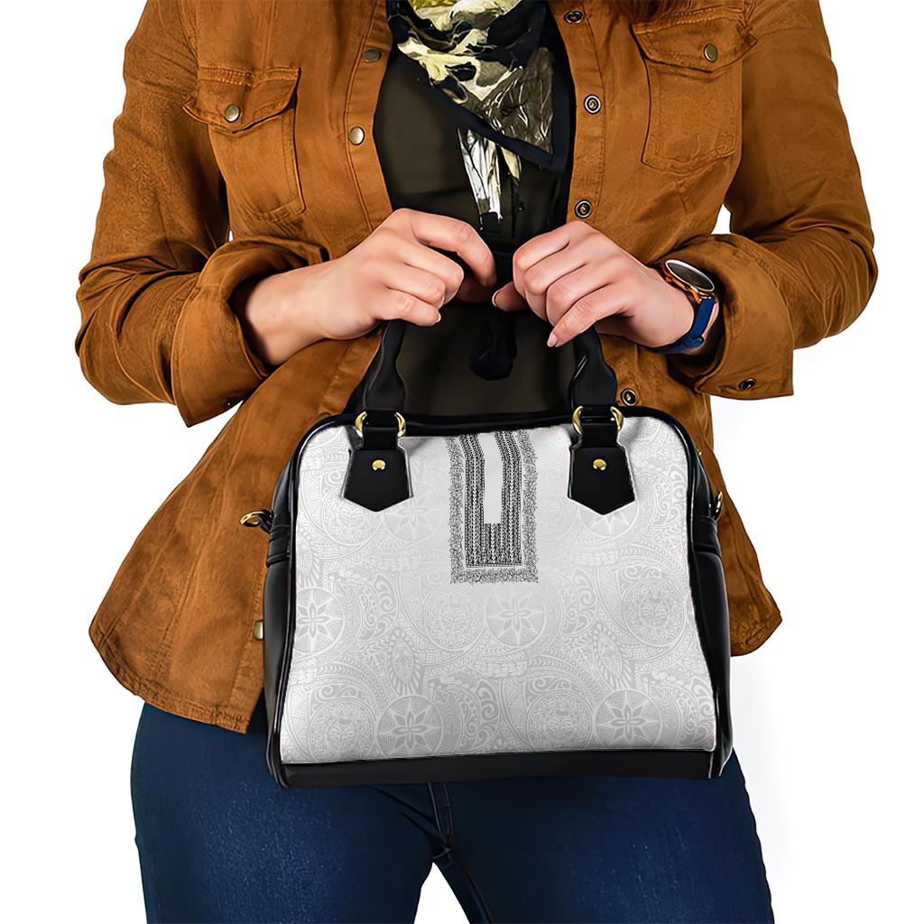 Philippines Polynesian Jasmine Pattern Shoulder Handbag With Barong Tagalog White Style