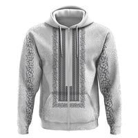 Philippines Polynesian Jasmine Pattern Zip Hoodie With Barong Tagalog White Style LT03 Zip Hoodie White - Polynesian Pride