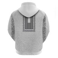 Philippines Polynesian Jasmine Pattern Zip Hoodie With Barong Tagalog White Style LT03 - Polynesian Pride