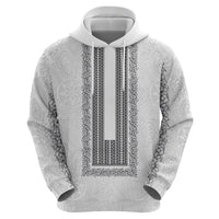 Philippines Polynesian Jasmine Pattern Zip Hoodie With Barong Tagalog White Style LT03 - Polynesian Pride