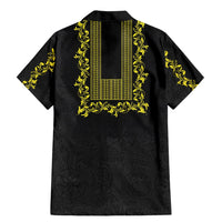 Philippines Polynesian Floral Pattern Family Matching Mermaid Dress and Hawaiian Shirt With Barong Tagalog Black Style LT03 - Polynesian Pride