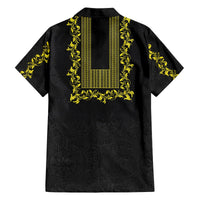 Philippines Polynesian Floral Pattern Family Matching Off The Shoulder Long Sleeve Dress and Hawaiian Shirt With Barong Tagalog Black Style LT03 - Polynesian Pride
