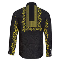 Philippines Polynesian Floral Pattern Family Matching Tank Maxi Dress and Hawaiian Shirt With Barong Tagalog Black Style LT03 - Polynesian Pride