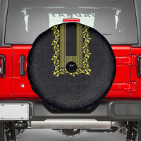 Philippines Polynesian Floral Pattern Spare Tire Cover With Barong Tagalog Black Style LT03 - Polynesian Pride