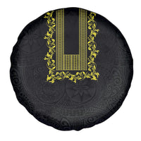 Philippines Polynesian Floral Pattern Spare Tire Cover With Barong Tagalog Black Style LT03 - Polynesian Pride