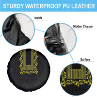 Philippines Polynesian Floral Pattern Spare Tire Cover With Barong Tagalog Black Style LT03 - Polynesian Pride