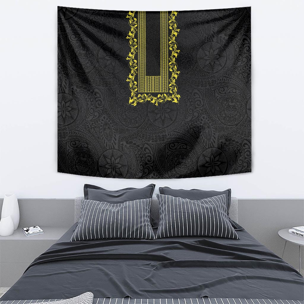 Philippines Polynesian Floral Pattern Tapestry With Barong Tagalog Black Style