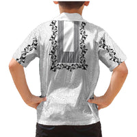 Philippines Polynesian Floral Pattern Family Matching Mermaid Dress and Hawaiian Shirt With Barong Tagalog White Style LT03 - Polynesian Pride