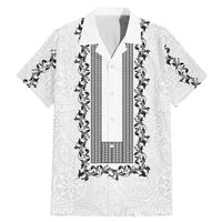 Philippines Polynesian Floral Pattern Family Matching Mermaid Dress and Hawaiian Shirt With Barong Tagalog White Style LT03 Dad's Shirt - Short Sleeve White - Polynesian Pride