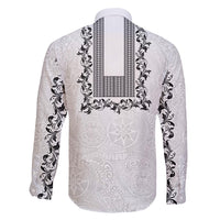 Philippines Polynesian Floral Pattern Family Matching Off Shoulder Maxi Dress and Hawaiian Shirt With Barong Tagalog White Style LT03 - Polynesian Pride