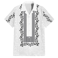 Philippines Polynesian Floral Pattern Family Matching Short Sleeve Bodycon Dress and Hawaiian Shirt With Barong Tagalog White Style LT03 Dad's Shirt - Short Sleeve White - Polynesian Pride