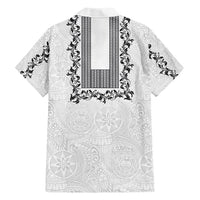Philippines Polynesian Floral Pattern Family Matching Short Sleeve Bodycon Dress and Hawaiian Shirt With Barong Tagalog White Style LT03 - Polynesian Pride