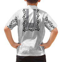 Philippines Polynesian Floral Pattern Family Matching Summer Maxi Dress and Hawaiian Shirt With Barong Tagalog White Style LT03 - Polynesian Pride