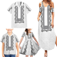 Philippines Polynesian Floral Pattern Family Matching Summer Maxi Dress and Hawaiian Shirt With Barong Tagalog White Style LT03 - Polynesian Pride