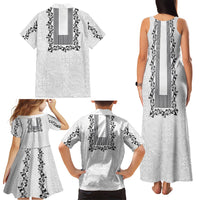 Philippines Polynesian Floral Pattern Family Matching Tank Maxi Dress and Hawaiian Shirt With Barong Tagalog White Style LT03 - Polynesian Pride