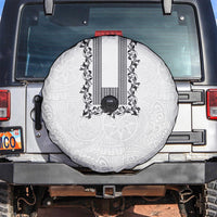 Philippines Polynesian Floral Pattern Spare Tire Cover With Barong Tagalog White Style LT03 White - Polynesian Pride