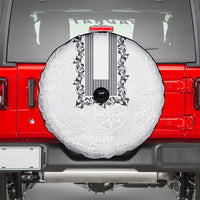 Philippines Polynesian Floral Pattern Spare Tire Cover With Barong Tagalog White Style LT03 - Polynesian Pride