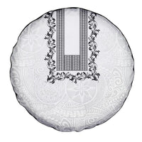 Philippines Polynesian Floral Pattern Spare Tire Cover With Barong Tagalog White Style LT03 - Polynesian Pride