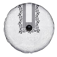 Philippines Polynesian Floral Pattern Spare Tire Cover With Barong Tagalog White Style LT03 - Polynesian Pride