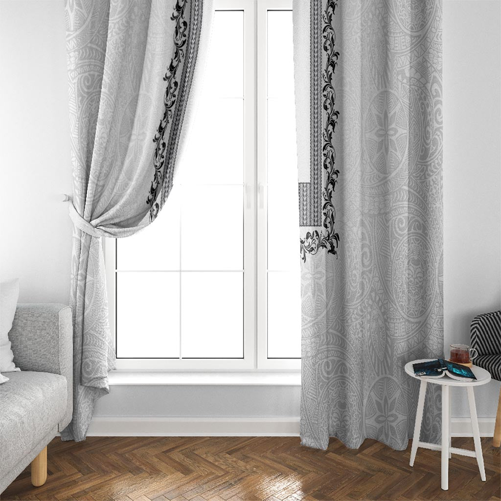 Philippines Polynesian Floral Pattern Window Curtain With Barong Tagalog White Style