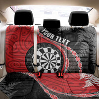 Personalised New Zealand Darts Back Car Seat Cover Koru Tribal Tattoo and Silver Fern Maori Pattern Red Color LT03 - Polynesian Pride