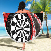 Personalised New Zealand Darts Beach Blanket Koru Tribal Tattoo and Silver Fern Maori Pattern Red Color LT03 - Polynesian Pride