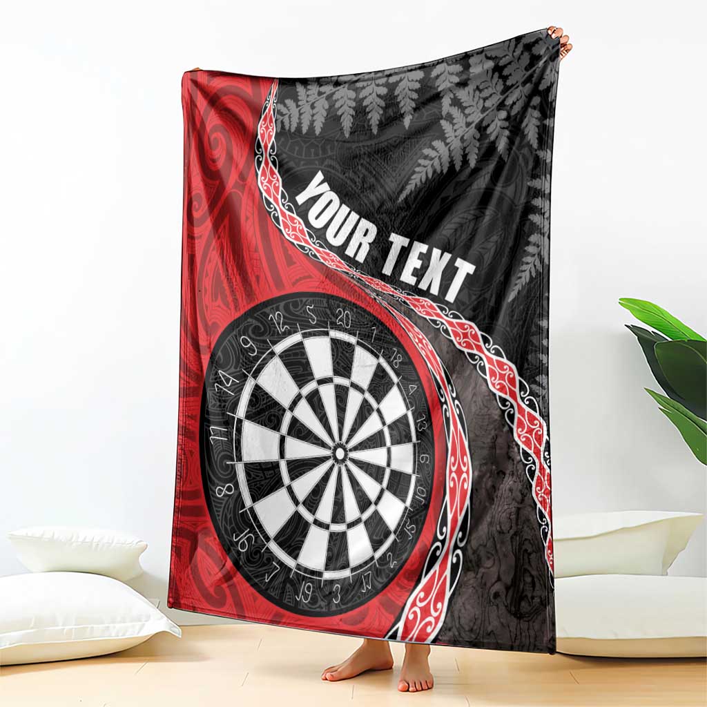 Personalised New Zealand Darts Blanket Koru Tribal Tattoo and Silver Fern Maori Pattern Red Color LT03 - Polynesian Pride