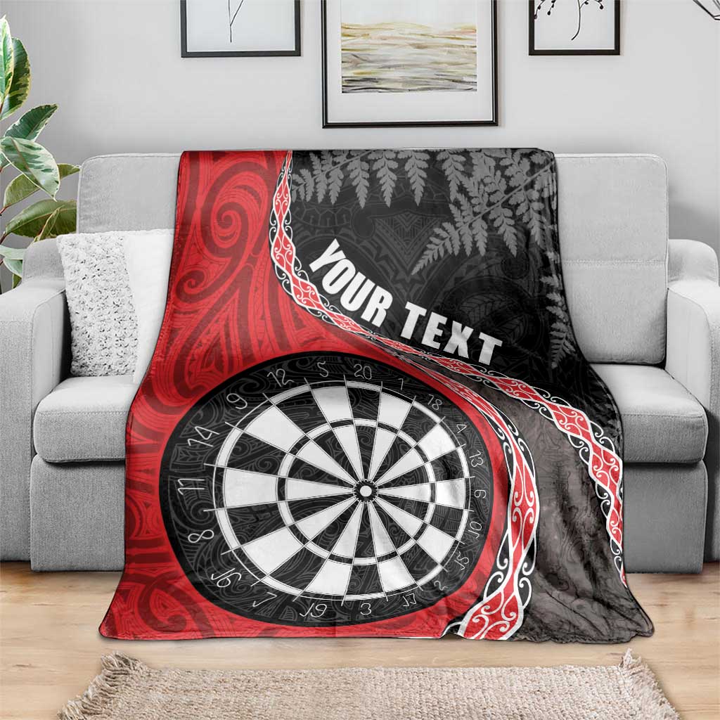 Personalised New Zealand Darts Blanket Koru Tribal Tattoo and Silver Fern Maori Pattern Red Color LT03 - Polynesian Pride