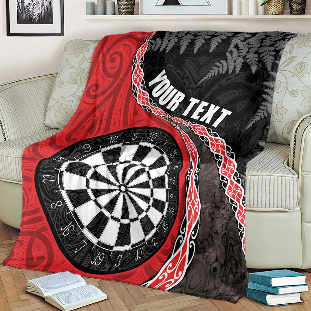 Personalised New Zealand Darts Blanket Koru Tribal Tattoo and Silver Fern Maori Pattern Red Color LT03 - Polynesian Pride