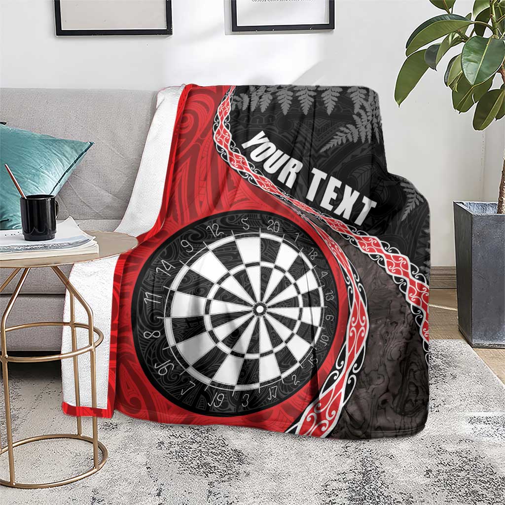 Personalised New Zealand Darts Blanket Koru Tribal Tattoo and Silver Fern Maori Pattern Red Color LT03 - Polynesian Pride