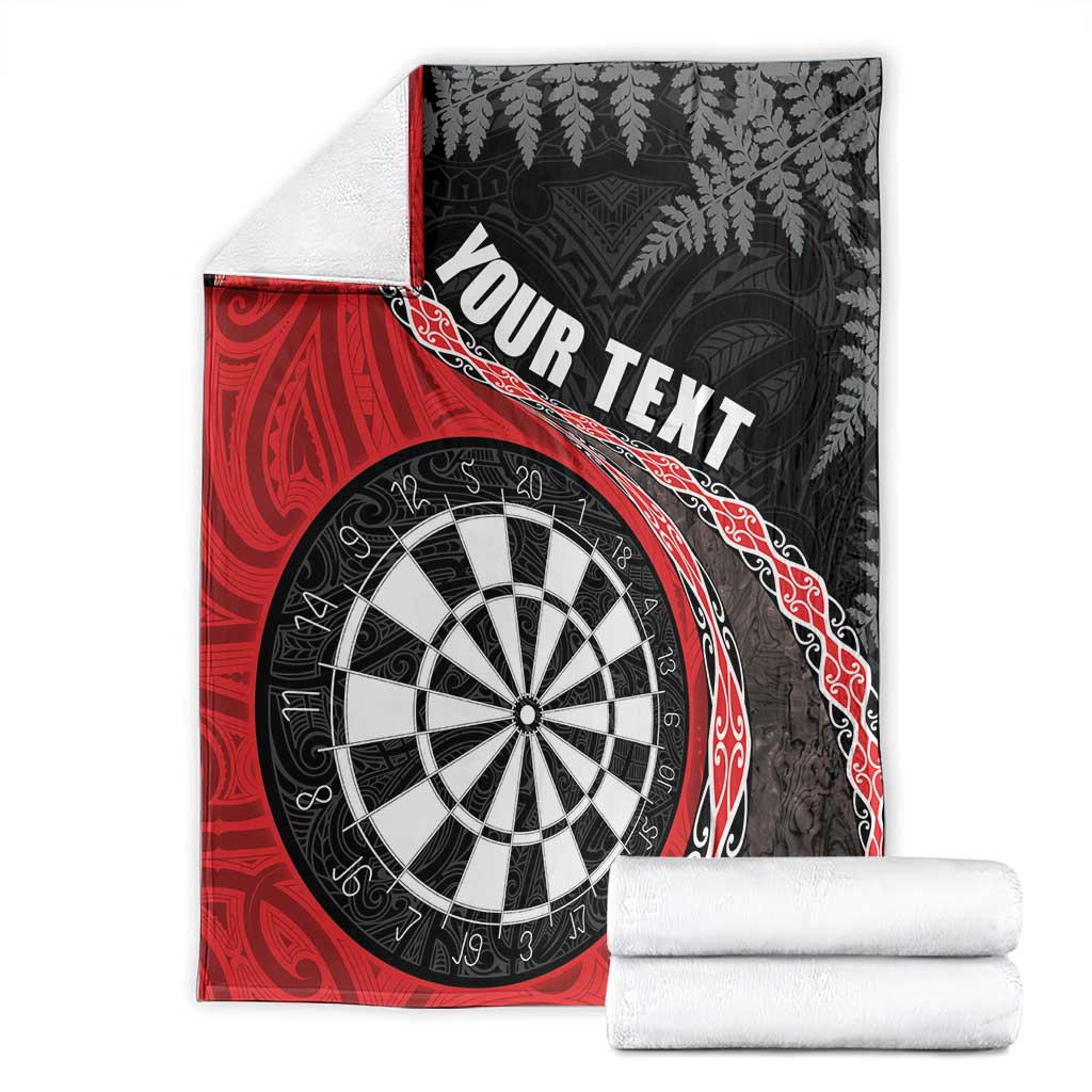 Personalised New Zealand Darts Blanket Koru Tribal Tattoo and Silver Fern Maori Pattern Red Color LT03 - Polynesian Pride