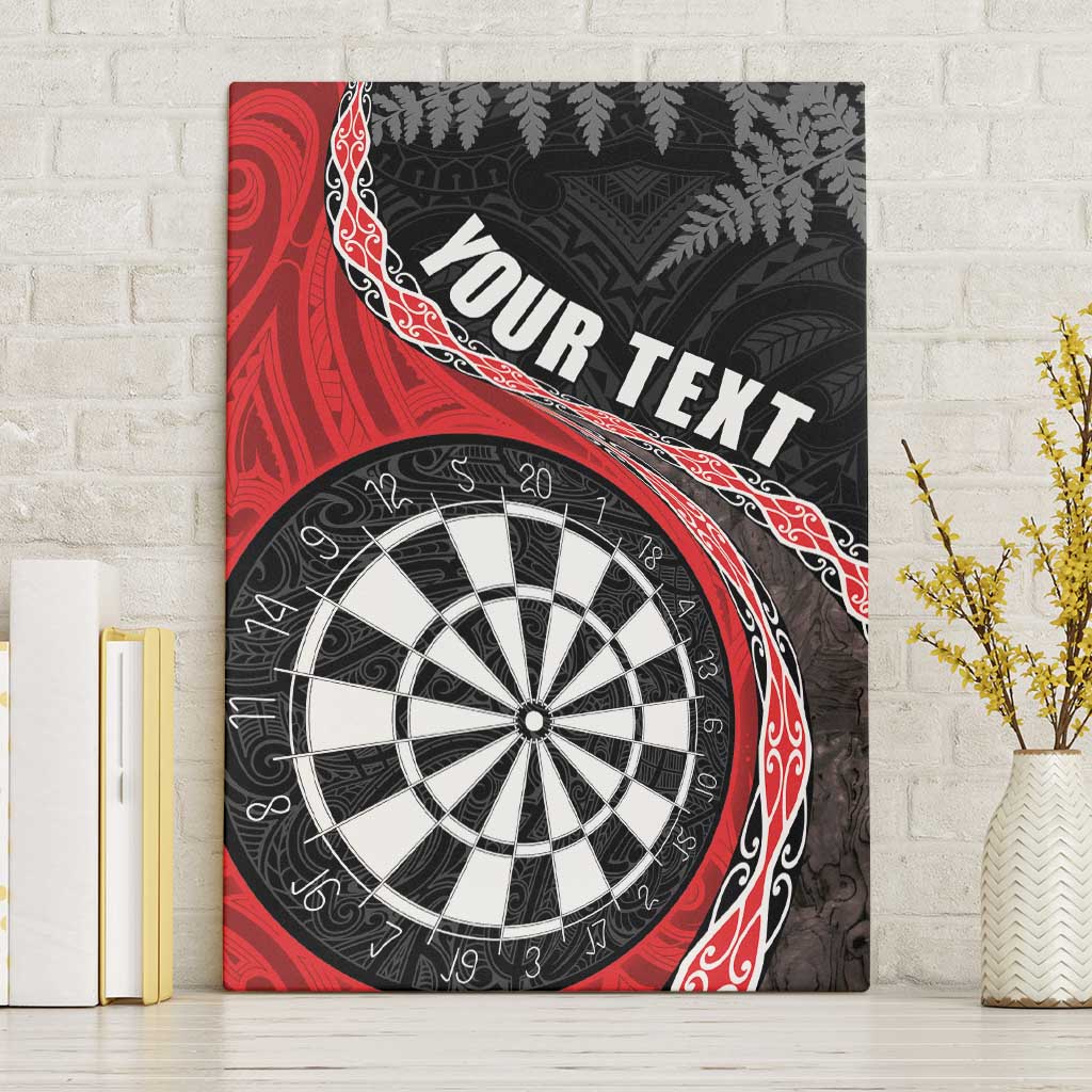 Personalised New Zealand Darts Canvas Wall Art Koru Tribal Tattoo and Silver Fern Maori Pattern Red Color LT03 Without Frame Red - Polynesian Pride