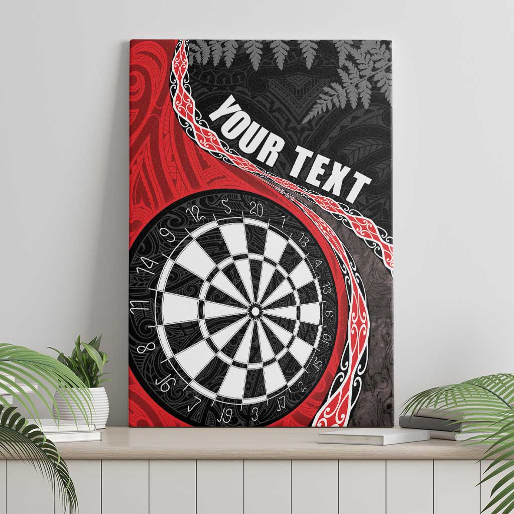 Personalised New Zealand Darts Canvas Wall Art Koru Tribal Tattoo and Silver Fern Maori Pattern Red Color LT03 - Polynesian Pride