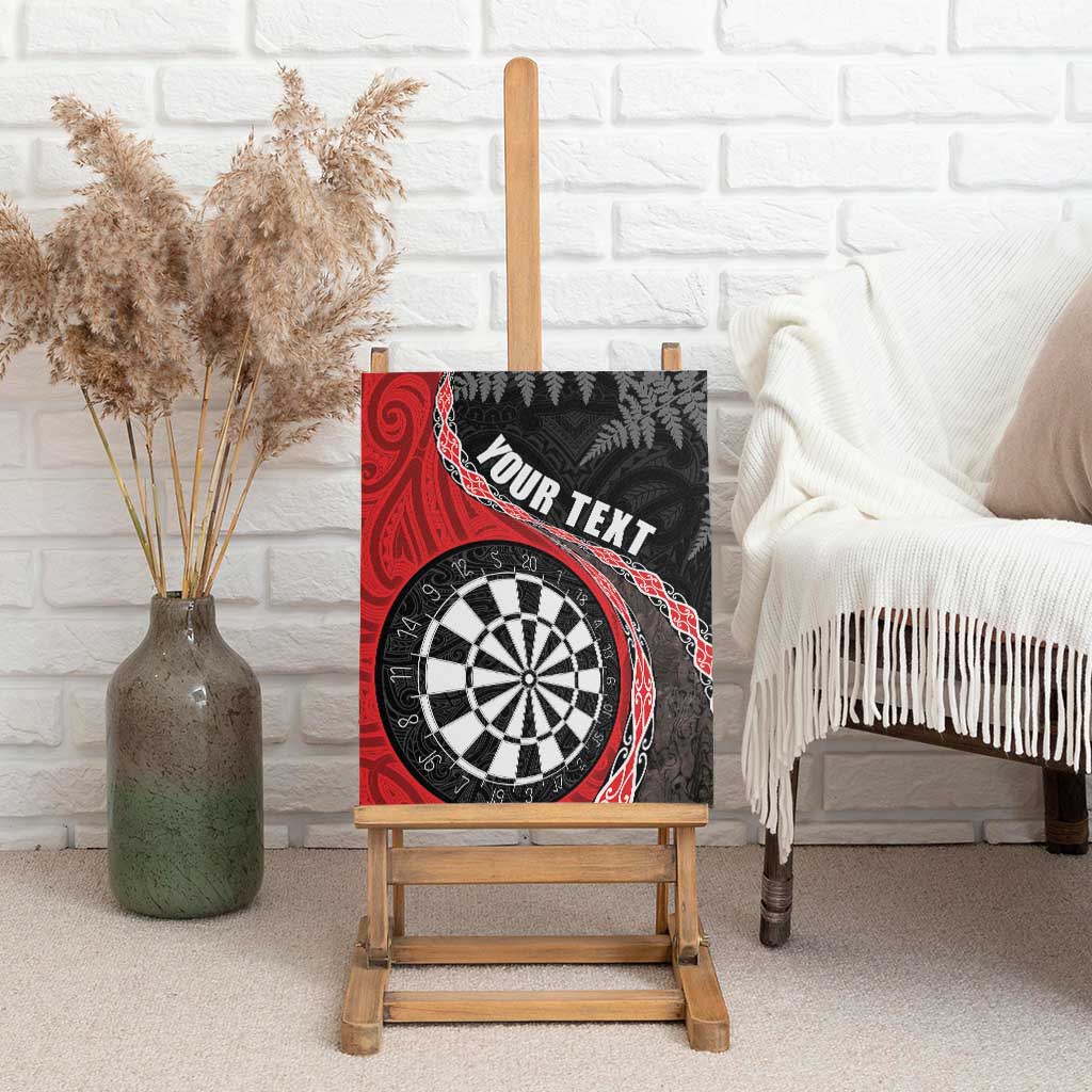 Personalised New Zealand Darts Canvas Wall Art Koru Tribal Tattoo and Silver Fern Maori Pattern Red Color LT03 - Polynesian Pride