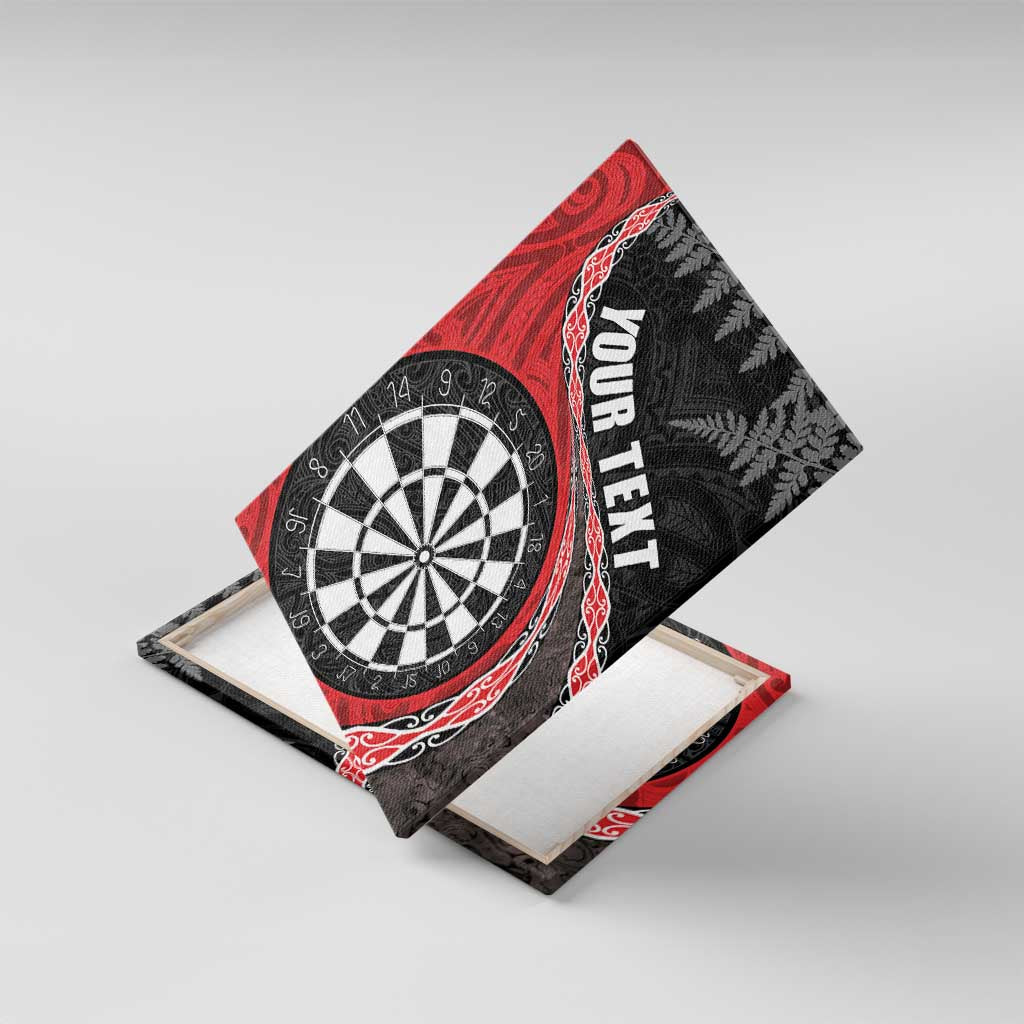 Personalised New Zealand Darts Canvas Wall Art Koru Tribal Tattoo and Silver Fern Maori Pattern Red Color LT03 With Frame Red - Polynesian Pride