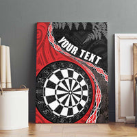 Personalised New Zealand Darts Canvas Wall Art Koru Tribal Tattoo and Silver Fern Maori Pattern Red Color LT03 - Polynesian Pride