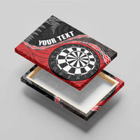 Personalised New Zealand Darts Canvas Wall Art Koru Tribal Tattoo and Silver Fern Maori Pattern Red Color LT03 - Polynesian Pride