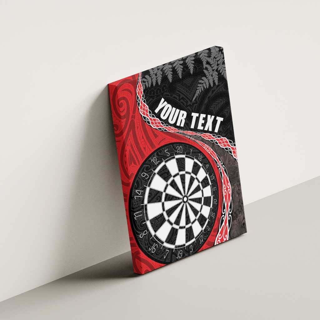 Personalised New Zealand Darts Canvas Wall Art Koru Tribal Tattoo and Silver Fern Maori Pattern Red Color LT03 - Polynesian Pride