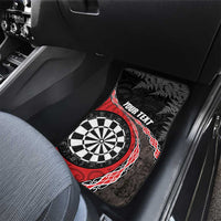 Personalised New Zealand Darts Car Mats Koru Tribal Tattoo and Silver Fern Maori Pattern Red Color LT03 - Polynesian Pride