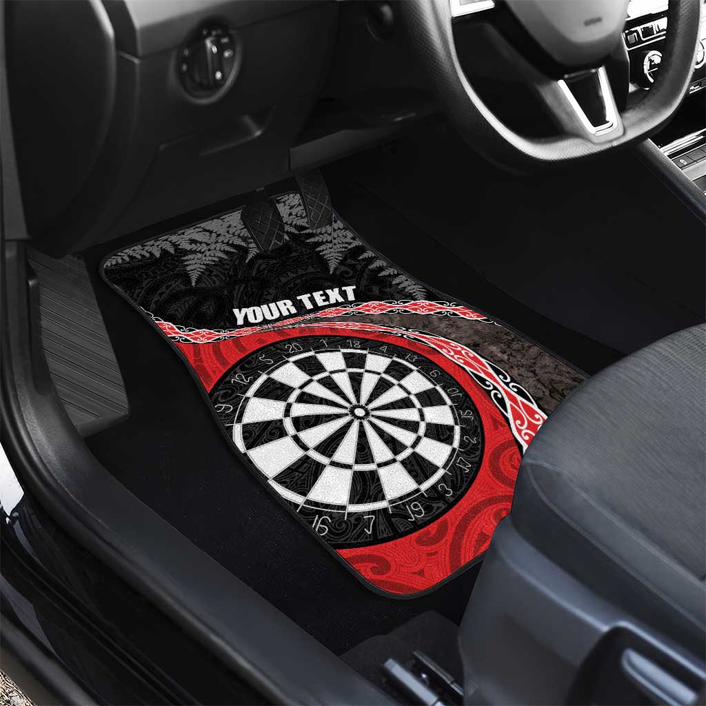 Personalised New Zealand Darts Car Mats Koru Tribal Tattoo and Silver Fern Maori Pattern Red Color LT03 - Polynesian Pride