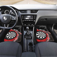 Personalised New Zealand Darts Car Mats Koru Tribal Tattoo and Silver Fern Maori Pattern Red Color LT03 Set 2pcs - Front Red - Polynesian Pride