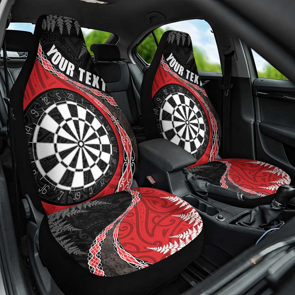 Personalised New Zealand Darts Car Seat Cover Koru Tribal Tattoo and Silver Fern Maori Pattern Red Color LT03 One Size Red - Polynesian Pride