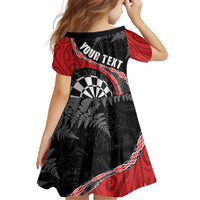 Personalised New Zealand Darts Family Matching Off Shoulder Maxi Dress and Hawaiian Shirt Koru Tribal Tattoo and Silver Fern Maori Pattern Red Color LT03 - Polynesian Pride