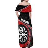 Personalised New Zealand Darts Family Matching Off Shoulder Maxi Dress and Hawaiian Shirt Koru Tribal Tattoo and Silver Fern Maori Pattern Red Color LT03 - Polynesian Pride