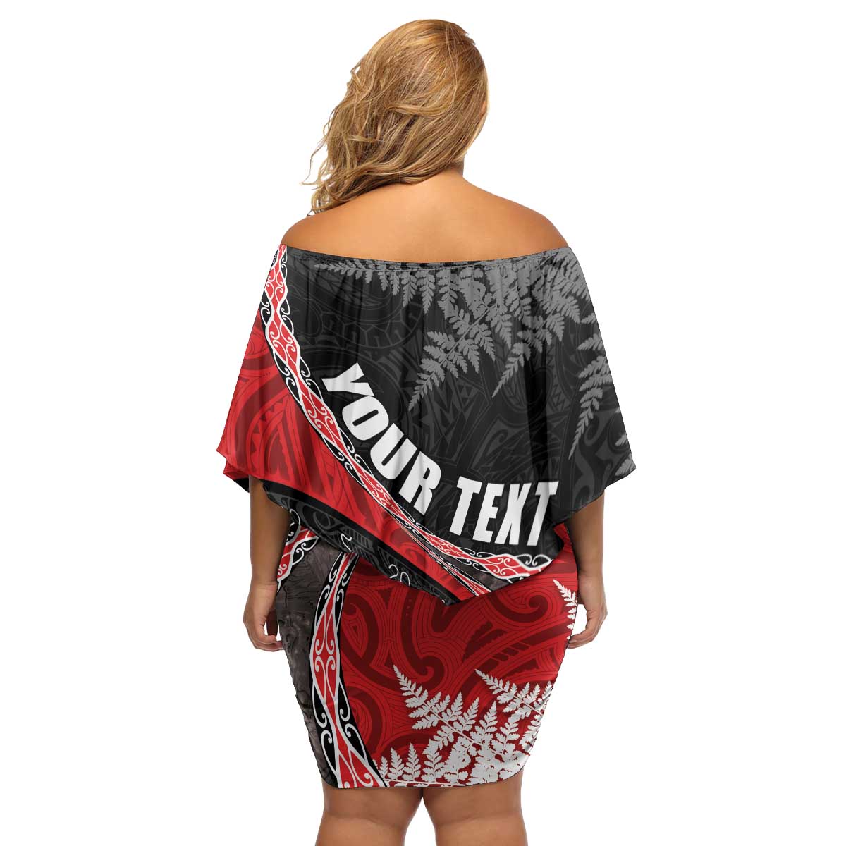 Personalised New Zealand Darts Family Matching Off Shoulder Short Dress and Hawaiian Shirt Koru Tribal Tattoo and Silver Fern Maori Pattern Red Color LT03 - Polynesian Pride
