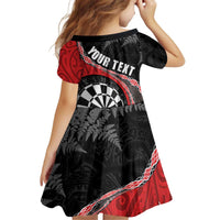 Personalised New Zealand Darts Family Matching Puletasi and Hawaiian Shirt Koru Tribal Tattoo and Silver Fern Maori Pattern Red Color LT03 - Polynesian Pride