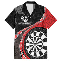 Personalised New Zealand Darts Family Matching Short Sleeve Bodycon Dress and Hawaiian Shirt Koru Tribal Tattoo and Silver Fern Maori Pattern Red Color LT03 Dad's Shirt - Short Sleeve Red - Polynesian Pride