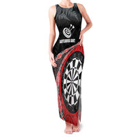 Personalised New Zealand Darts Family Matching Tank Maxi Dress and Hawaiian Shirt Koru Tribal Tattoo and Silver Fern Maori Pattern Red Color LT03 Mom's Dress Red - Polynesian Pride