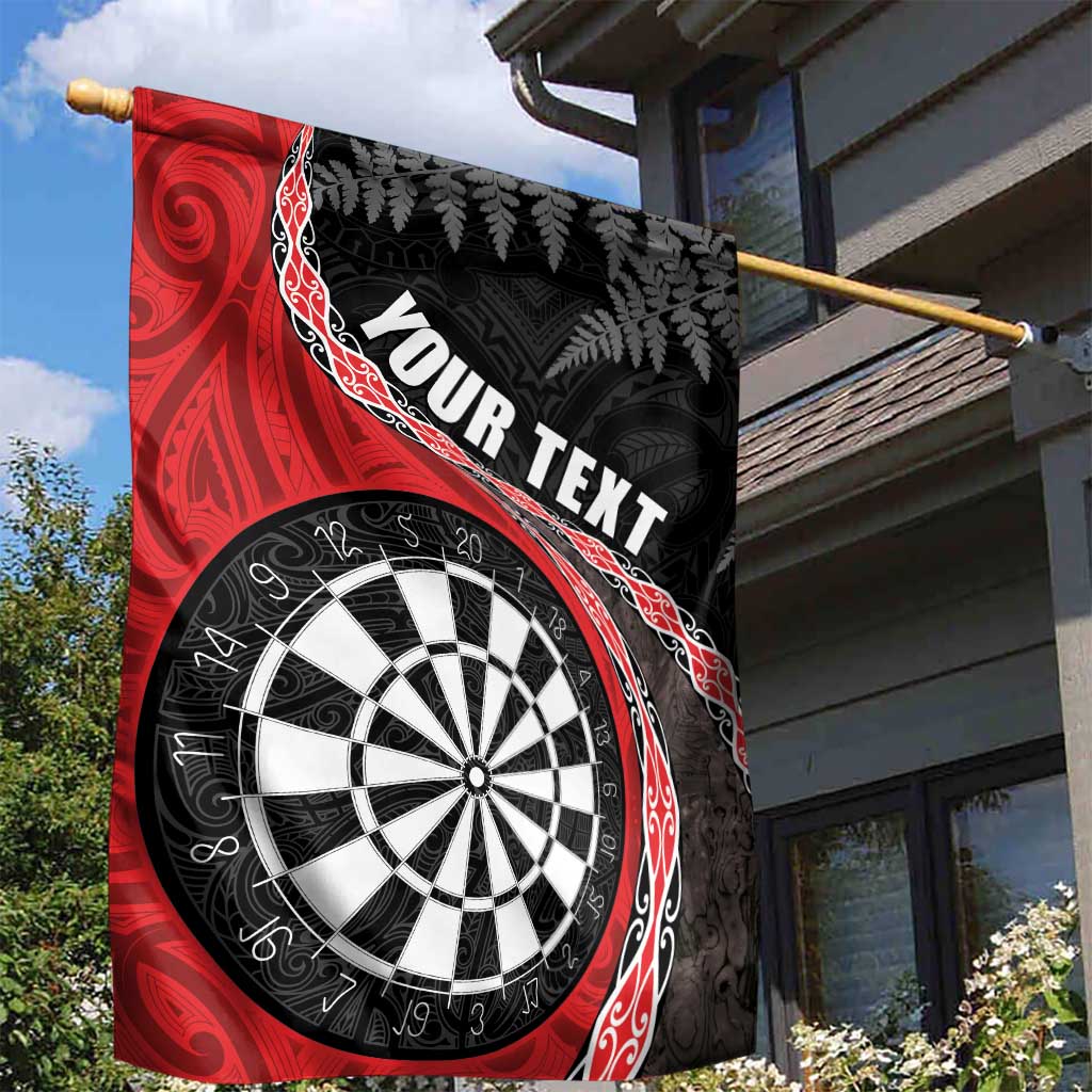 Personalised New Zealand Darts Garden Flag Koru Tribal Tattoo and Silver Fern Maori Pattern Red Color LT03 - Polynesian Pride