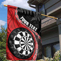 Personalised New Zealand Darts Garden Flag Koru Tribal Tattoo and Silver Fern Maori Pattern Red Color LT03 - Polynesian Pride